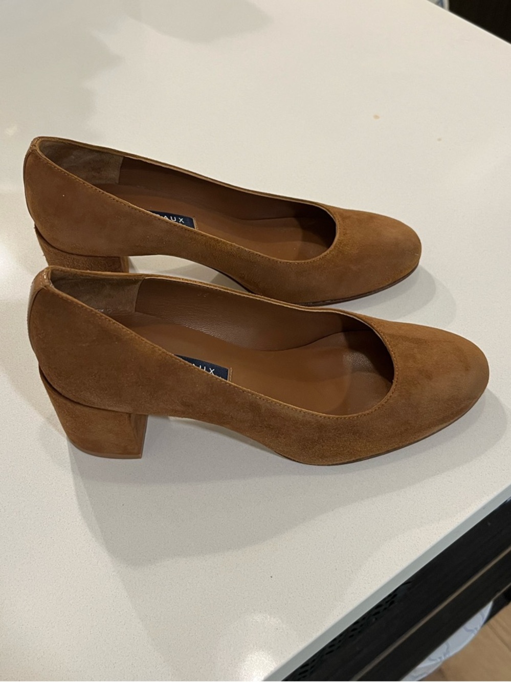 Margaux “The Heel” Suede Block Heel Pumps - Picture 3 of 8
